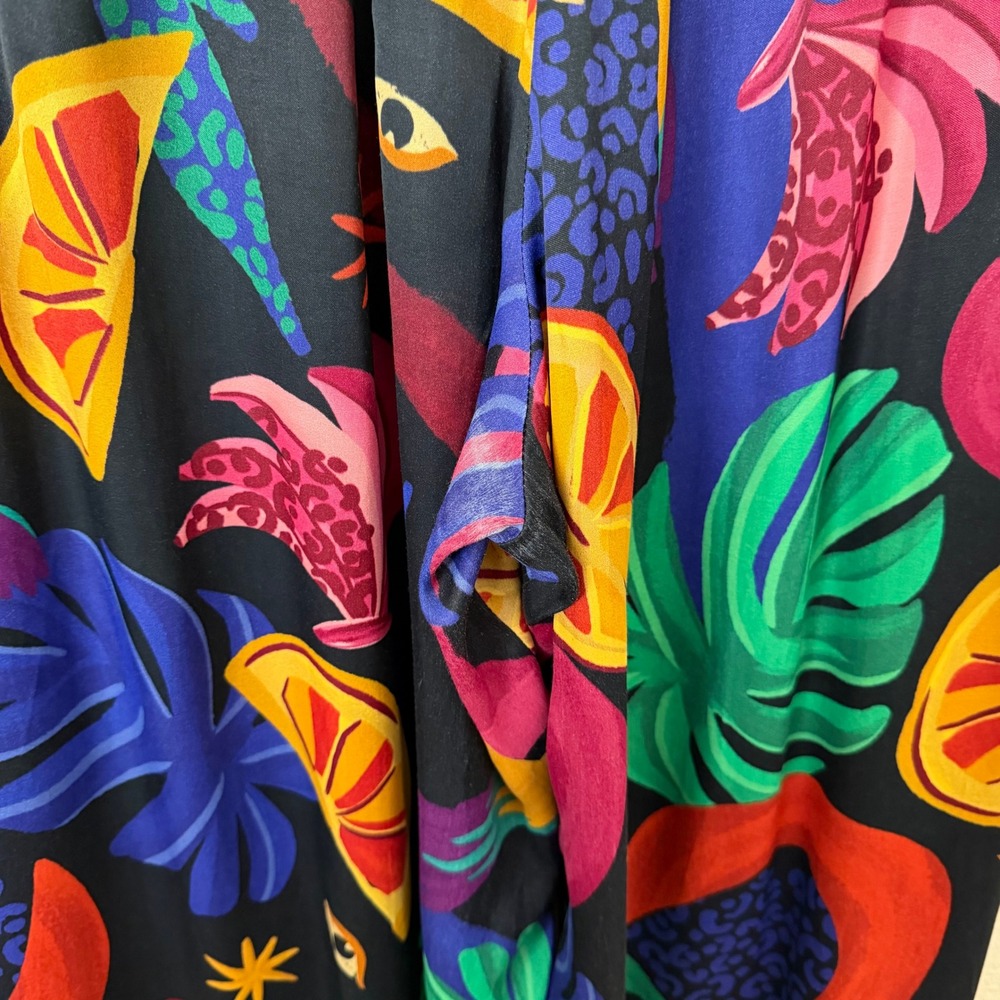 Farm Rio Pants Womens Large Mystic Jungle Wide Leg Tropical Fruit Print Colorful - Picture 11 of 13